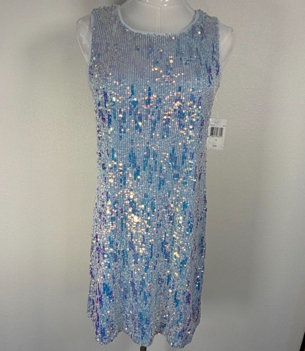 Lilt Sequin Dress Girls 16 Blue Sleeveless Party Dance NWT